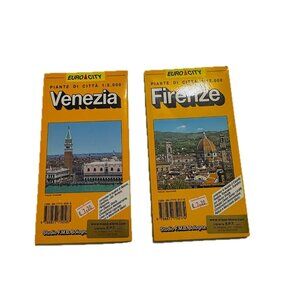 Vintage 1990s Italy City Maps Venice & Florence Euro City New Old Stock